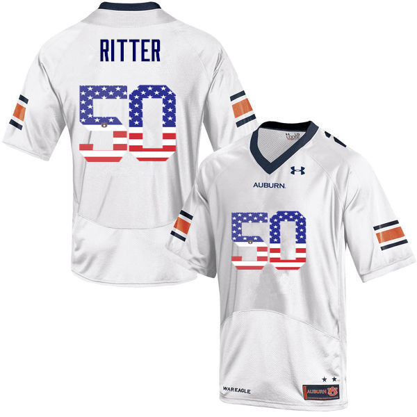 Men's Auburn Tigers #50 Chase Ritter USA Flag Fashion White College Stitched Football Jersey
